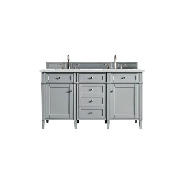 James Martin Vanities Brittany 60in Double Vanity, Urban Gray w/ 3 CM Ethereal Noctis Quartz Top 650-V60D-UGR-3ENC - main